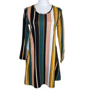 TMG Long Sleeve Vertical Stripe Dress Size Medium Fall Winter Modest